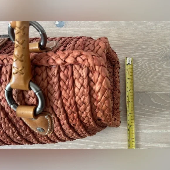 NEW Tommy Bahama Straw Woven Handbag - Orange/Brown - Picture 3 of 9